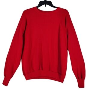 Vtg Healthknit Sweatshirt Red Men L 42 44 Blank Pullover Crewneck USA Made 80s